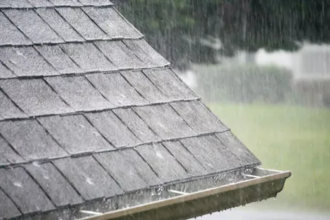 rain on shingle roof