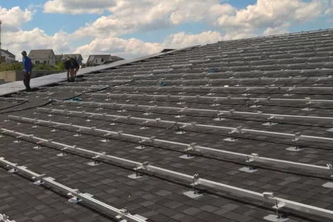 Shingle roof with solar mounting system