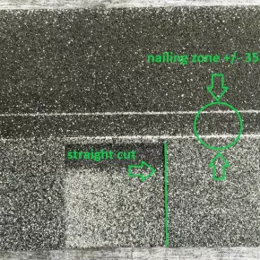 Nailing zone and straight cut IKO laminated shingles