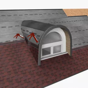 Installation steps for rounded arch dormer 